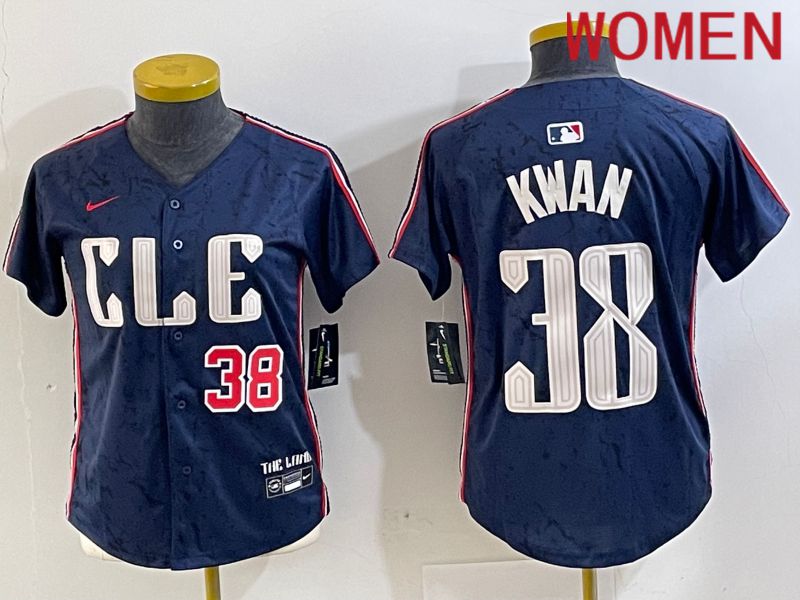 Women Cleveland Indians 38 Kwan Blue City Edition Nike 2024 MLB Jersey style 2